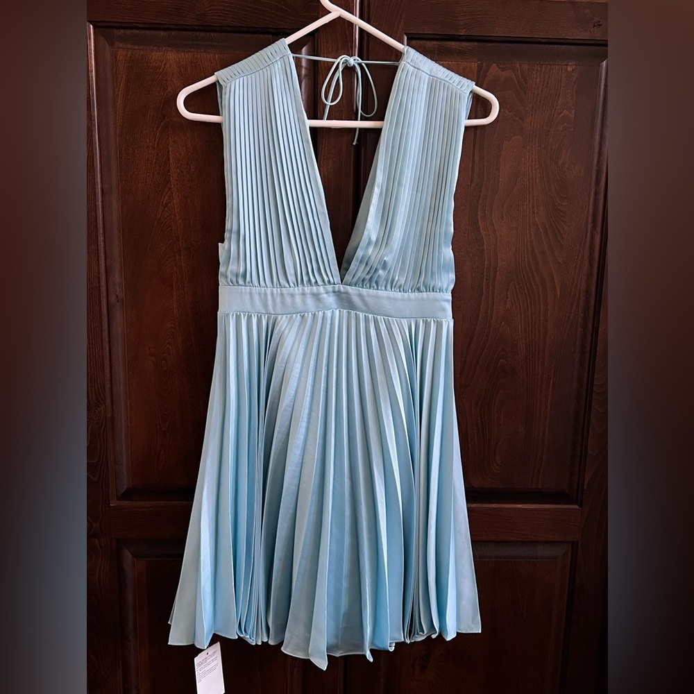 Abercromie & Fitch Blue Pleated Mini Dress 4 Tall